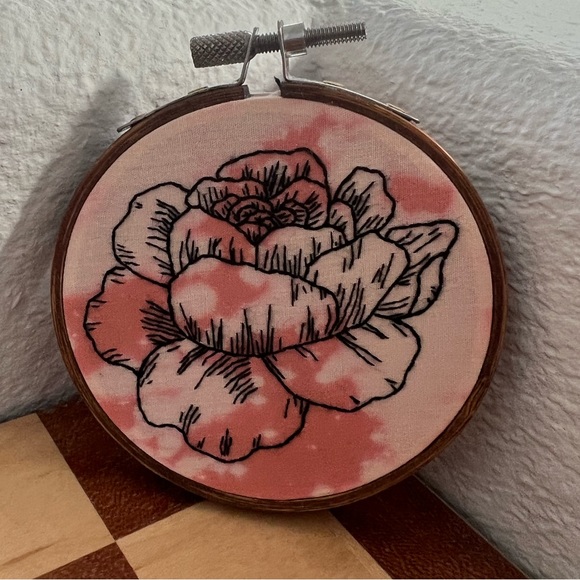 3 inch hand embroidery floral with pink tie dye fabric - Picture 3 of 3